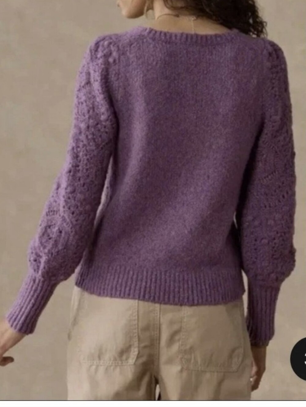 Sundance Yessica Sweater Open Knit Sleeve Women Purple XL Quiet Luxury Preppy - Picture 6 of 16